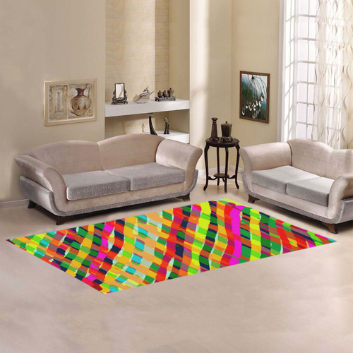 Red Blue Green Orange Happy Abstract Art Area Rug 7'x3'3''