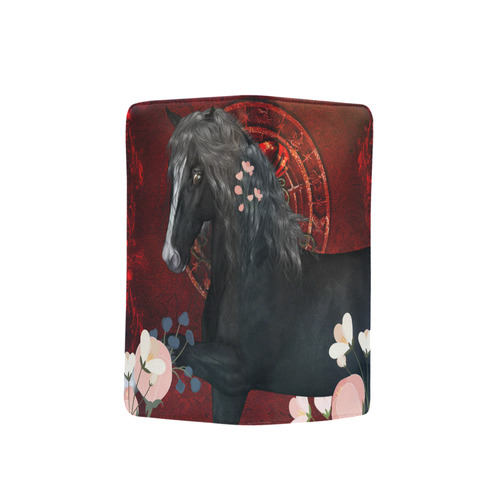 Black horse with flowers Men's Clutch Purse （Model 1638）