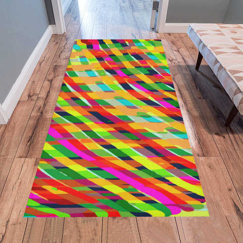 Red Blue Green Orange Happy Abstract Art Area Rug 7'x3'3''