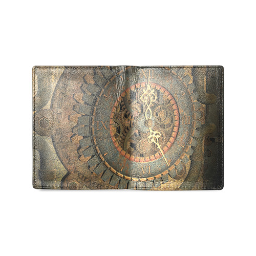 Steampunk, clockwork Men's Leather Wallet (Model 1612)