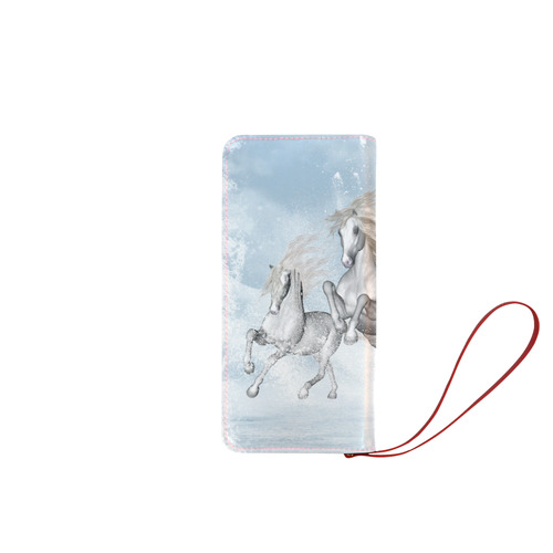 Awesome white wild horses Women's Clutch Wallet (Model 1637)