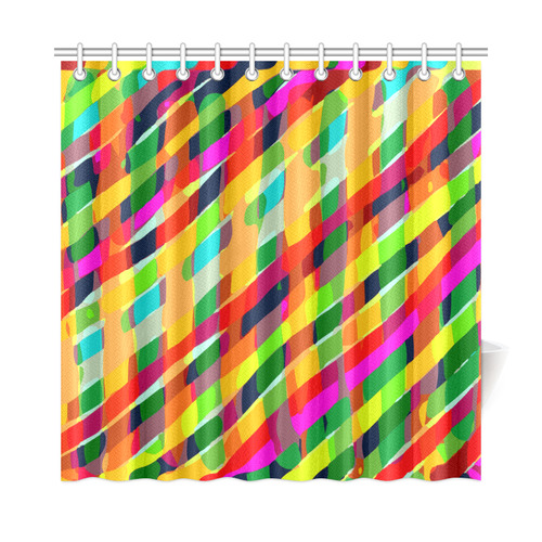 Red Blue Green Orange Happy Abstract Art Shower Curtain 72"x72"