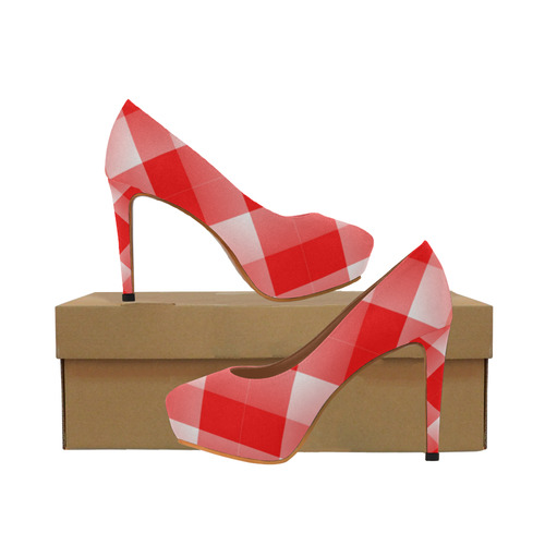 red plaid high heels
