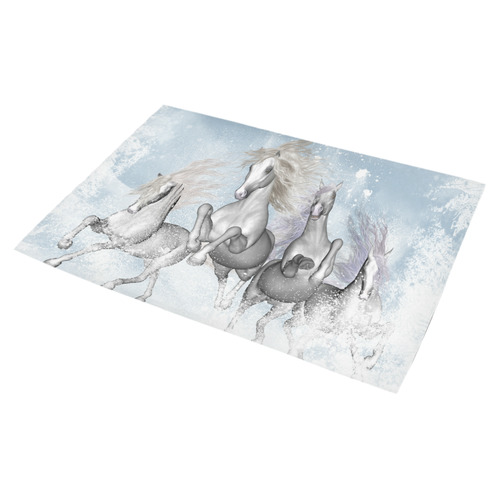 Awesome white wild horses Azalea Doormat 30" x 18" (Sponge Material)