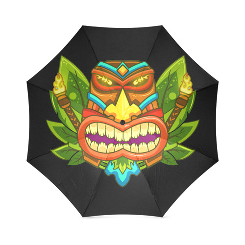 Hawaiian Tropical Tiki Mask Floral Foldable Umbrella (Model U01)