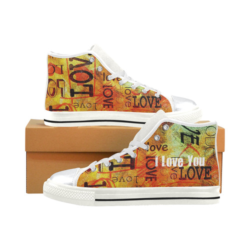 Kids "I Love You" High Top Canvas Shoes for Kid (Model 017)