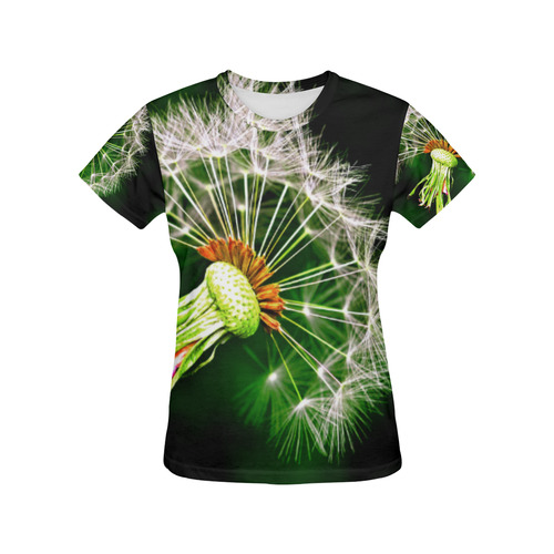 Dandelion Flower Floral Nature Art All Over Print T-Shirt for Women (USA Size) (Model T40)