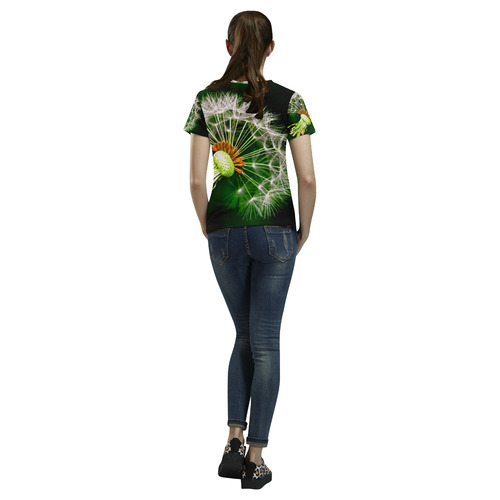 Dandelion Flower Floral Nature Art All Over Print T-Shirt for Women (USA Size) (Model T40)