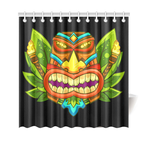 Hawaiian Tropical Tiki Mask Floral Shower Curtain 69"x70"