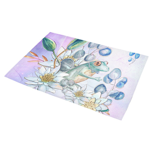 The frog with  waterlily Azalea Doormat 30" x 18" (Sponge Material)