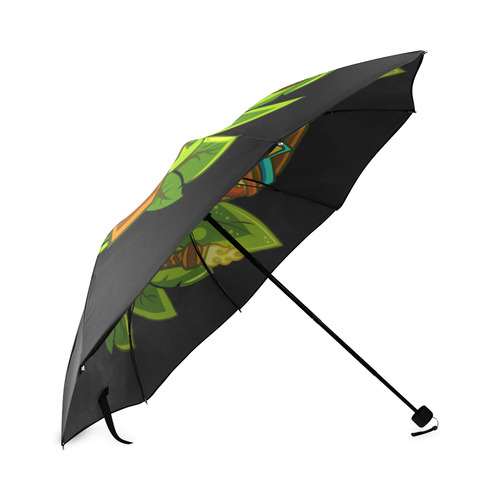 Hawaiian Tropical Tiki Mask Floral Foldable Umbrella (Model U01)