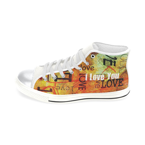 Kids "I Love You" High Top Canvas Shoes for Kid (Model 017)