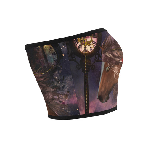 Awesome steampunk horse with clocks gears Bandeau Top