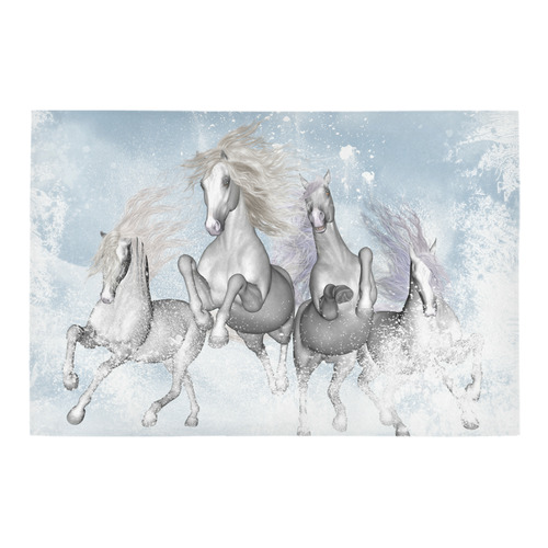 Awesome white wild horses Azalea Doormat 24" x 16" (Sponge Material)