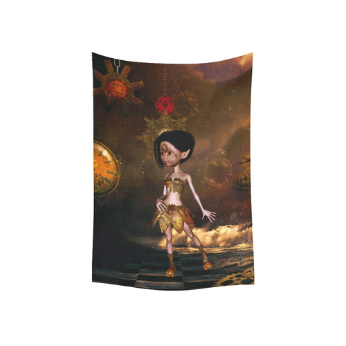 Sweet steampunk girl on the beach Cotton Linen Wall Tapestry 40"x 60"