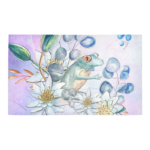 The frog with  waterlily Azalea Doormat 30" x 18" (Sponge Material)