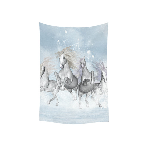 Awesome white wild horses Cotton Linen Wall Tapestry 40"x 60"
