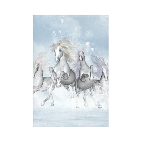 Awesome white wild horses Cotton Linen Wall Tapestry 60"x 90"