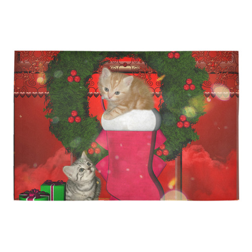 Christmas, funny kitten with gifts Azalea Doormat 24" x 16" (Sponge Material)