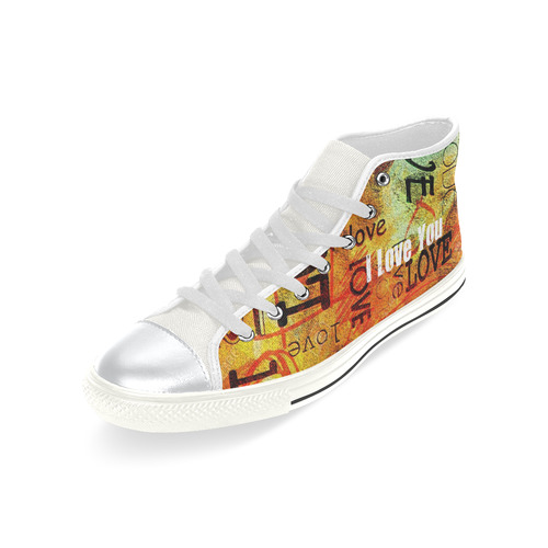 Kids "I Love You" High Top Canvas Shoes for Kid (Model 017)