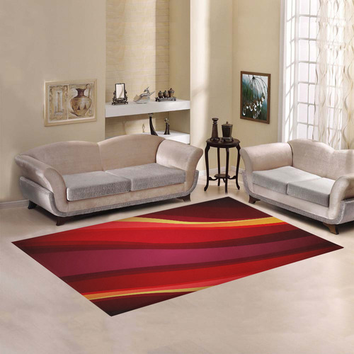 Red Orange Yellow Abstract Art Waves Area Rug7'x5'