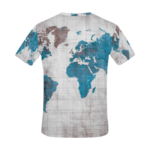 world map All Over Print T-Shirt for Men (USA Size) (Model T40)