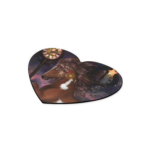 Awesome steampunk horse with clocks gears Heart-shaped Mousepad