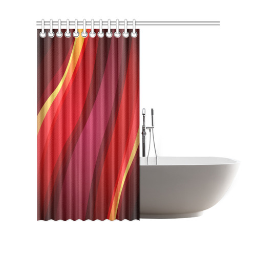 Red Orange Yellow Abstract Art Waves Shower Curtain 69"x70"