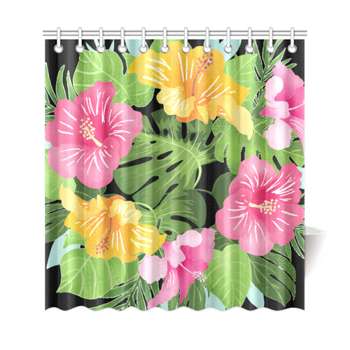 Aloha Tropical Floral Hawaiian Flowers Shower Curtain 69"x72"