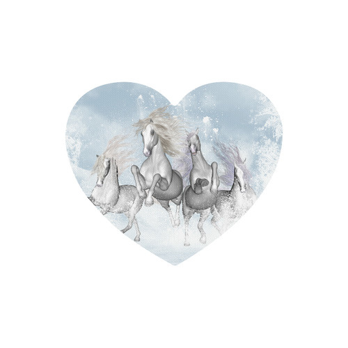 Awesome white wild horses Heart-shaped Mousepad