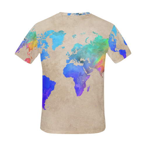 world map All Over Print T-Shirt for Men (USA Size) (Model T40)