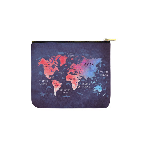 world map Carry-All Pouch 6''x5''