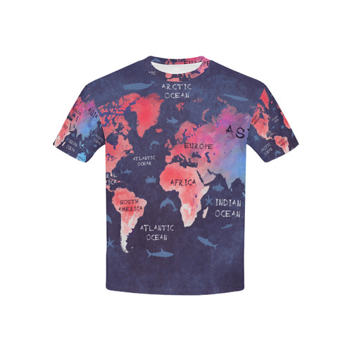 world map Kids' All Over Print T-shirt (USA Size) (Model T40)