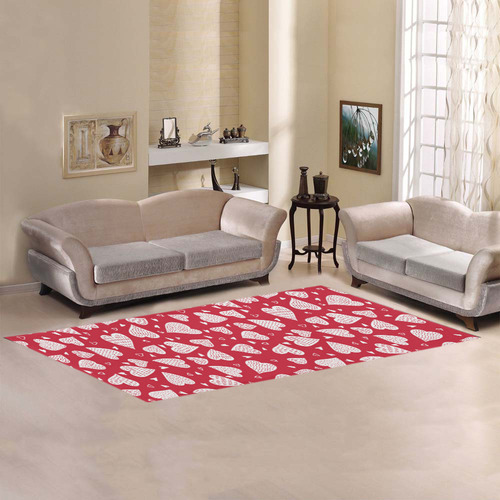 Cute Red White Valentine Hearts Area Rug 9'6''x3'3''