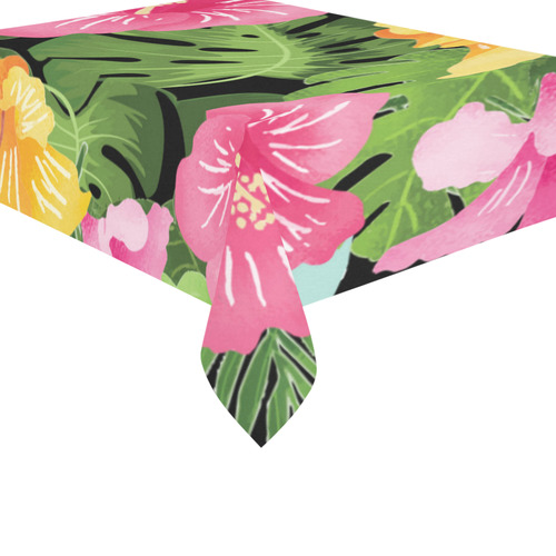 Aloha Tropical Floral Hawaiian Flowers Cotton Linen Tablecloth 60"x 84"
