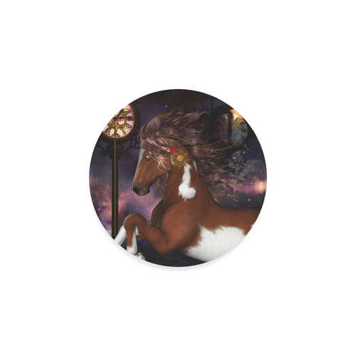 Awesome steampunk horse with clocks gears Round Coaster