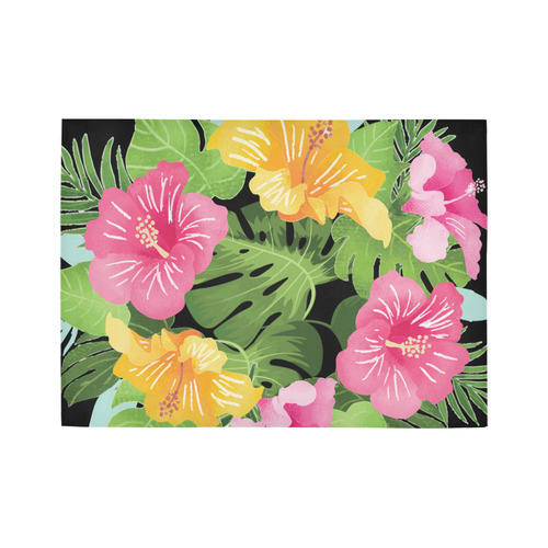 Aloha Tropical Floral Hawaiian Flowers Area Rug7'x5'