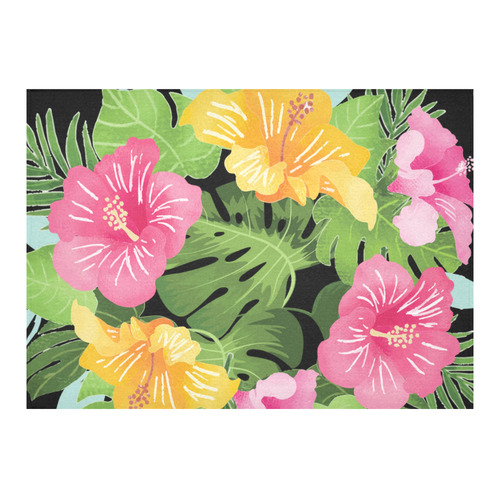Aloha Tropical Floral Hawaiian Flowers Cotton Linen Tablecloth 60"x 84"
