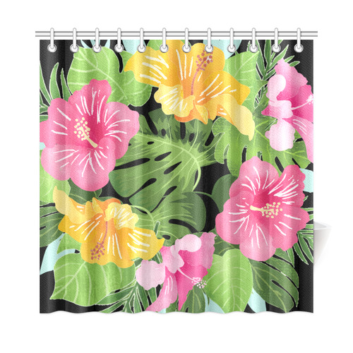 Aloha Tropical Floral Hawaiian Flowers Shower Curtain 72"x72"