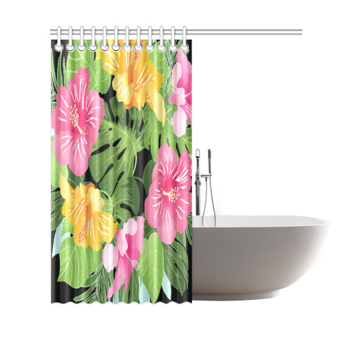 Aloha Tropical Floral Hawaiian Flowers Shower Curtain 69"x70"