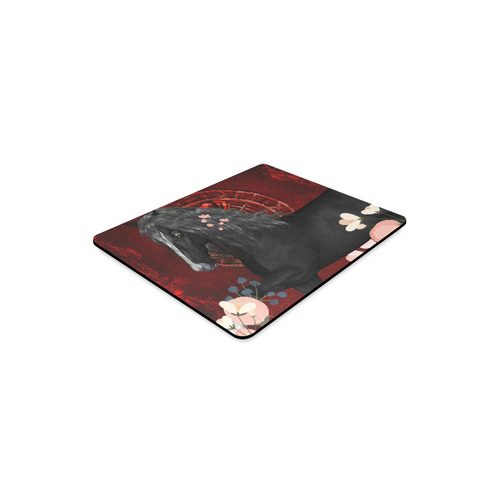 Black horse with flowers Rectangle Mousepad