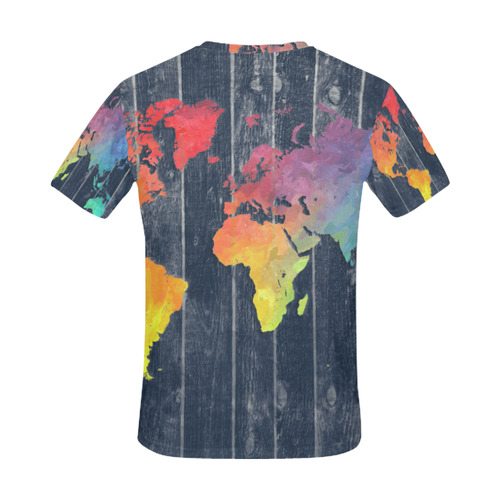 world map All Over Print T-Shirt for Men (USA Size) (Model T40)