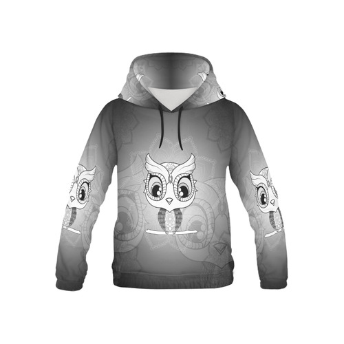 Cute owl, mandala design black and white All Over Print Hoodie for Kid (USA Size) (Model H13)