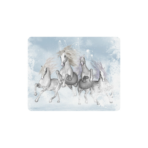 Awesome white wild horses Rectangle Mousepad