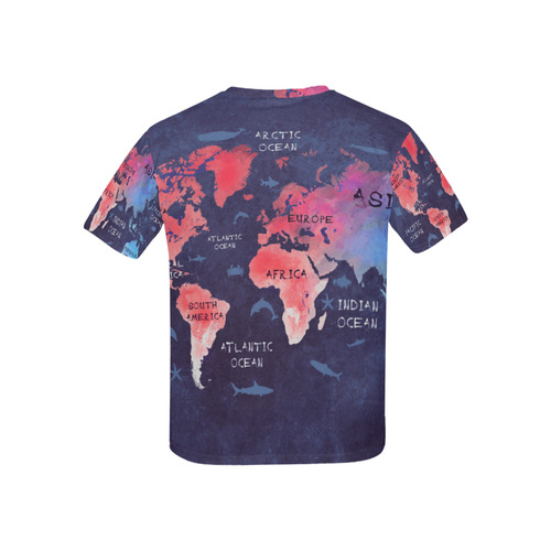 world map Kids' All Over Print T-shirt (USA Size) (Model T40)