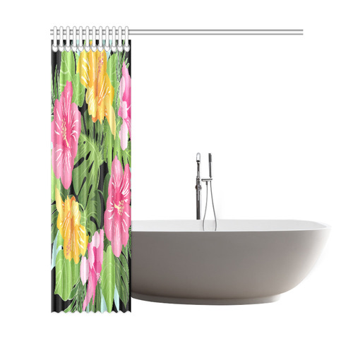 Aloha Tropical Floral Hawaiian Flowers Shower Curtain 69"x72"