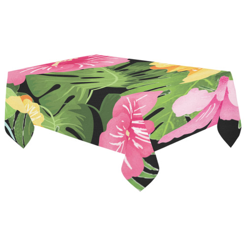 Aloha Tropical Floral Hawaiian Flowers Cotton Linen Tablecloth 60"x 104"