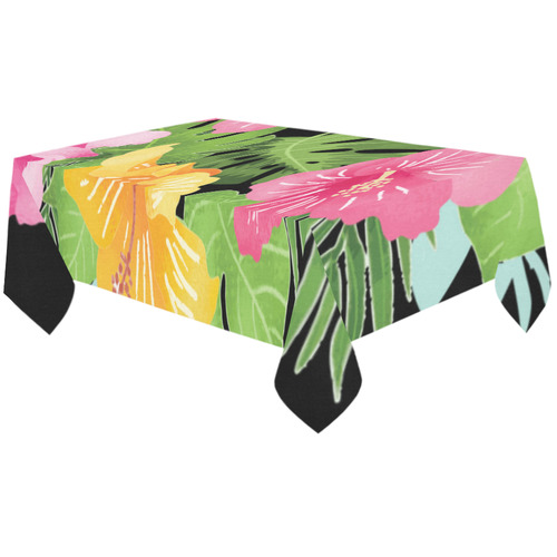 Aloha Tropical Floral Hawaiian Flowers Cotton Linen Tablecloth 60"x120"