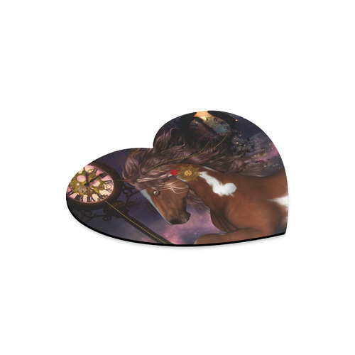 Awesome steampunk horse with clocks gears Heart-shaped Mousepad