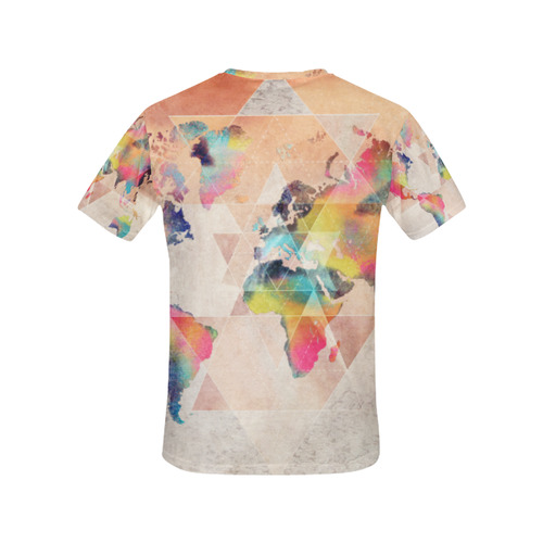 world map All Over Print T-Shirt for Women (USA Size) (Model T40)